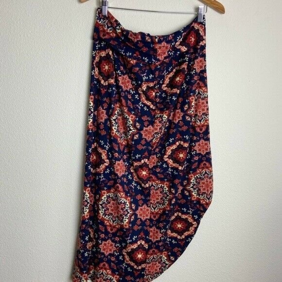RUE21+ Tulip Front Boho Floral Print Cottagecore 1X Orange Fold Band Maxi Skirt - Picture 3 of 3